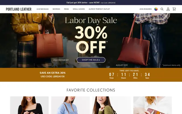 Portland Leather Goods Shopify storefront