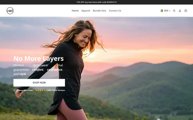 Veil Garments Shopify storefront
